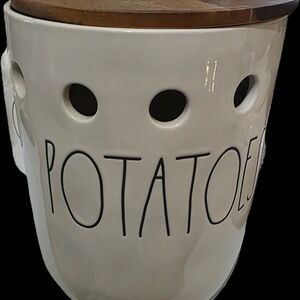 Rae Dunn Cream Potato Storage Container with Brown Lid